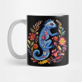 A Chameleon in Scandinavian Folk Art Style Mug